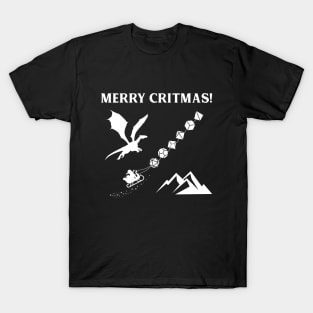 Merry Critmas Dragon Santa and Dice Set Tabletop RPG Gaming T-Shirt